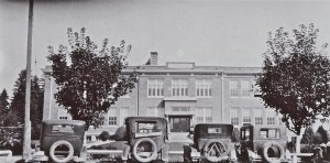 Eatonville High School and cars around 1929
