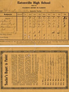 Mack Van Eaton's report card (1913-1914)
