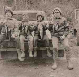 Boys fishing at the Kid's pond in the 1970s
