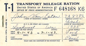 John Van Eaton's gas ration (pg. 2) John Van Eaton's gas ration (pg. 2)