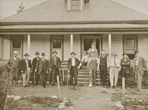 Dentist David Cook, third from the right, in front of the Bridge Hospital in Eatonville