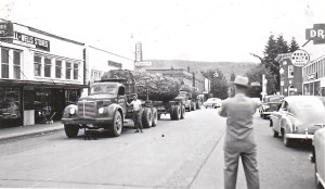 Parading the tree down Mashell Ave. 