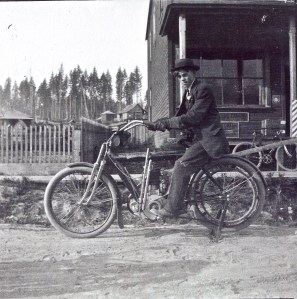 George Boettcher on early motorcycle