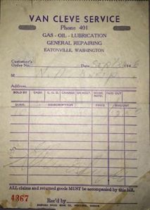 Van Cleve Service Receipt (1946)