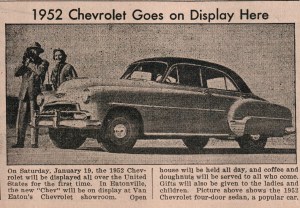 Chevrolet to be displayed in Van Eaton's Showroom Chevrolet to be displayed in Van Eaton's Showroom
