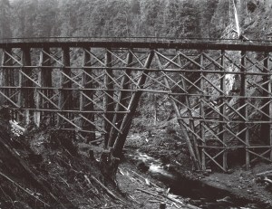 Kinsey photo of logging bridge