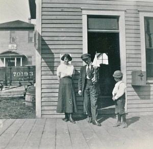 Willie Boettcher outside the RR depot