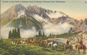 Tourists on the trail in southern end of Olympic National Park