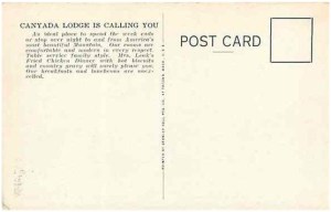 Postcard, backside, Canyada Lodge 1940s