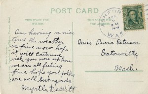 Peterson Postcard from Myrtle DeWitt, 1909 - Ashford (Side 2)