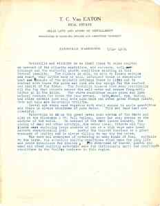 Letter from T. C. Van Eaton's Real Estate letterhead