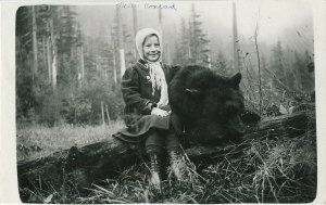 Alfred's daughter, Nettie Conrad with bear Alfred's daughter, Nettie Conrad with bear