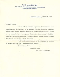 Nellie Van Eaton's Letter 1912