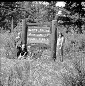 Clean up at the Mashel Prairie Indian Cemetery Shaker Church 1966