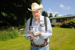 Scurlock with model of the Stratoliner 