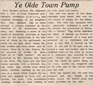 Town Pump article, 1936, Eatonville Dispatch