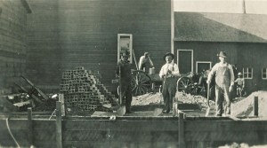 1915 Construction — Nate William center, brother Ed Williams right and Bill Oxley in rear