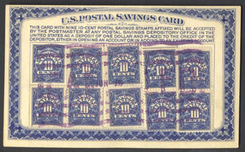 Postal savings card