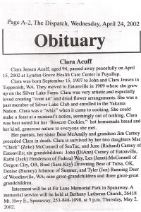 Clara Jensen Obit 2002