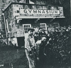 Kids goofing around outside Eatonville Gymnasium