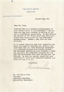 Bootstrap Letter from the White House 1954